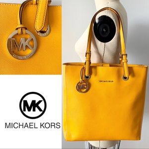 Yellow safiano leather tote bag lightly used